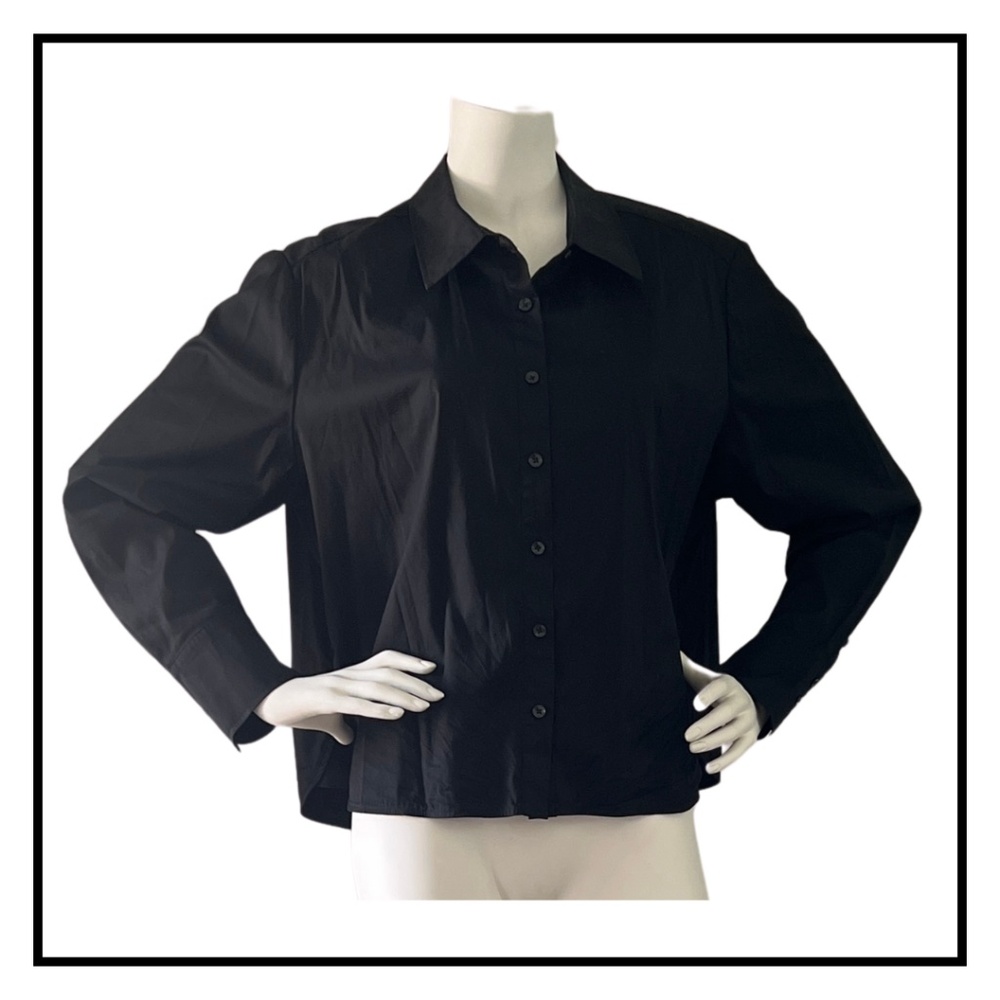 Chico's Black Long Sleeve Collared Shirt